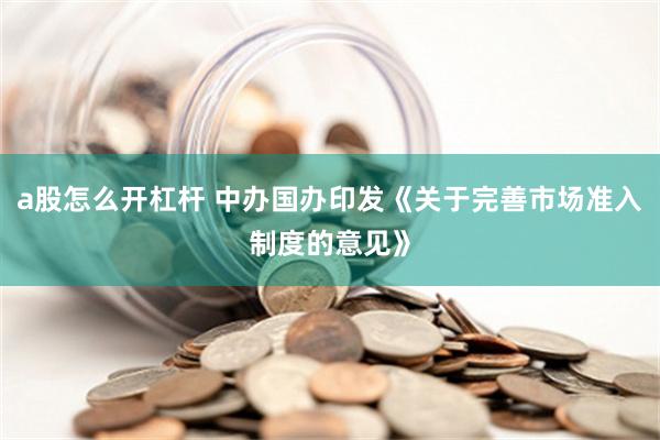 a股怎么开杠杆 中办国办印发《关于完善市场准入制度的意见》