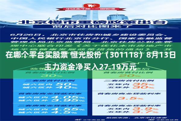 在哪个平台买股票 恒光股份（301118）8月13日主力资金净买入27.19万元