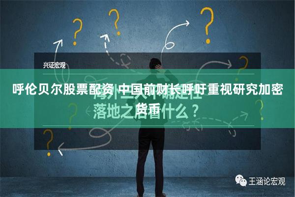 呼伦贝尔股票配资 中国前财长呼吁重视研究加密货币