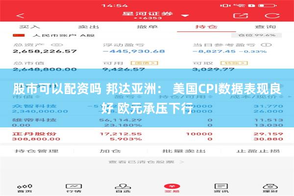 股市可以配资吗 邦达亚洲： 美国CPI数据表现良好 欧元承压下行