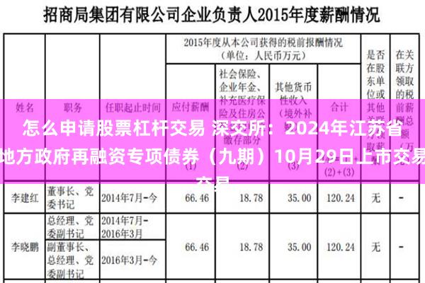 怎么申请股票杠杆交易 深交所：2024年江苏省地方政府再融资专项债券（九期）10月29日上市交易