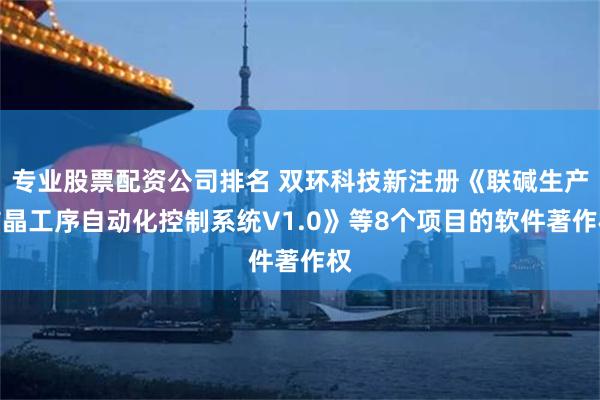 专业股票配资公司排名 双环科技新注册《联碱生产结晶工序自动化控制系统V1.0》等8个项目的软件著作权