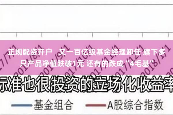 正规配资开户   又一百亿级基金经理卸任 旗下多只产品净值跌破1元 还有的跌成“4毛基”